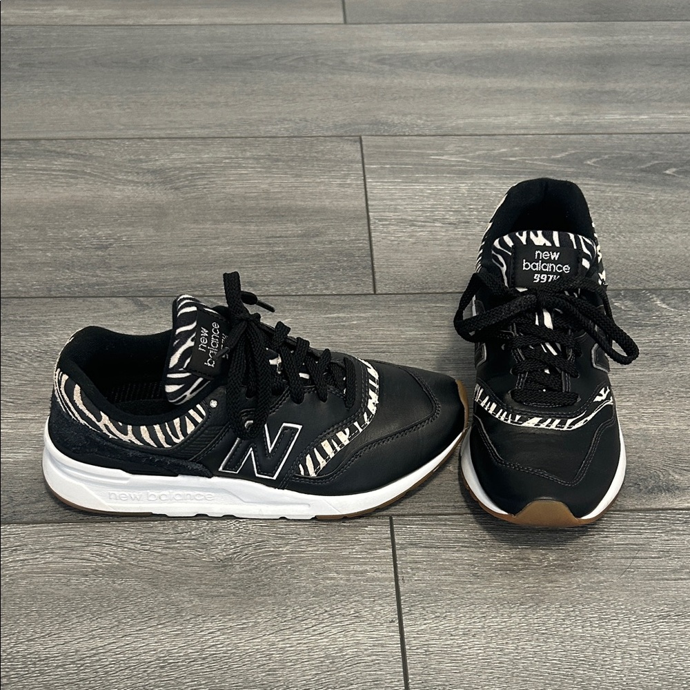 New Balance Black with White Zebra Accent Sneakers